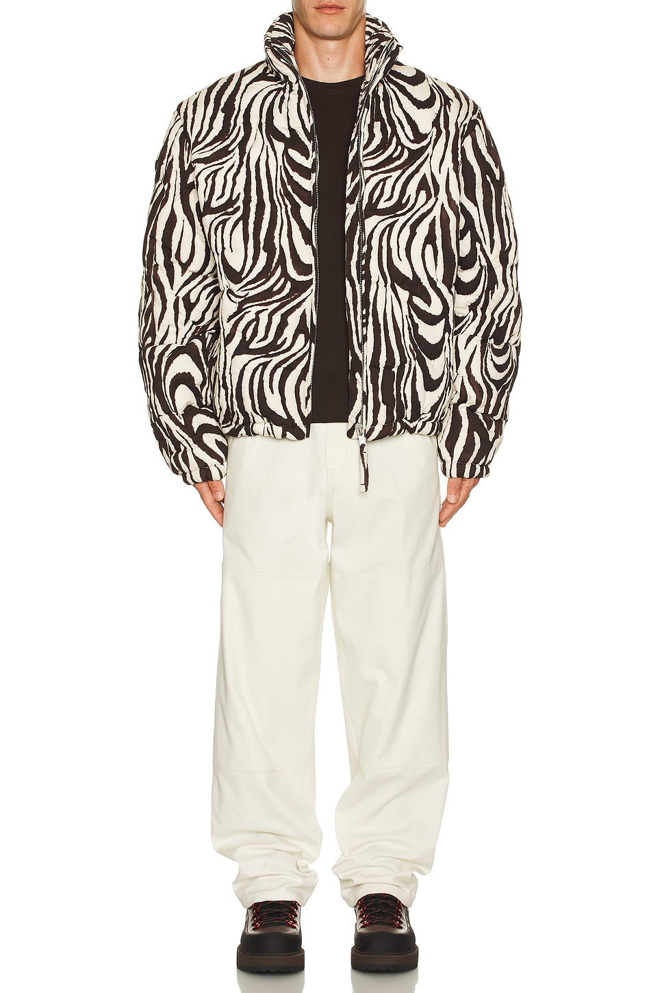 Image 1 of ERL Unisex Zebra Quilted Puffer Woven in Zebra Print