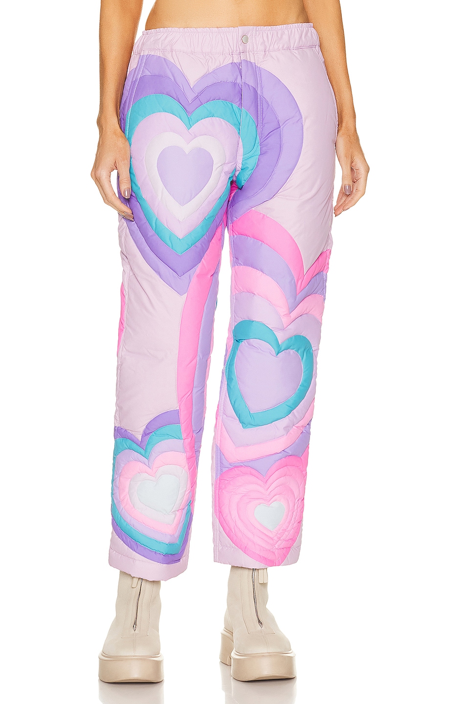Image 1 of ERL Hearts Puffer Pants in Purple