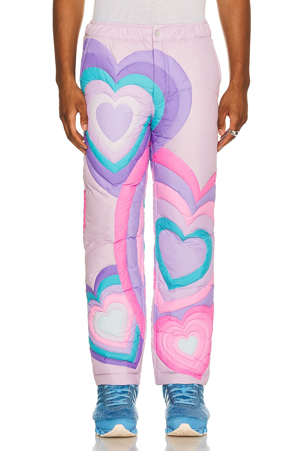 ERL Hearts Puffer Pants in Purple | FWRD
