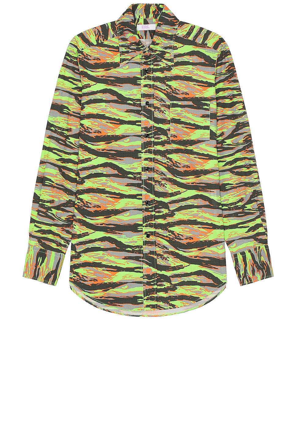 Image 1 of ERL Unisex Printed Shirt Woven in ERL GREEN RAVE CAMO