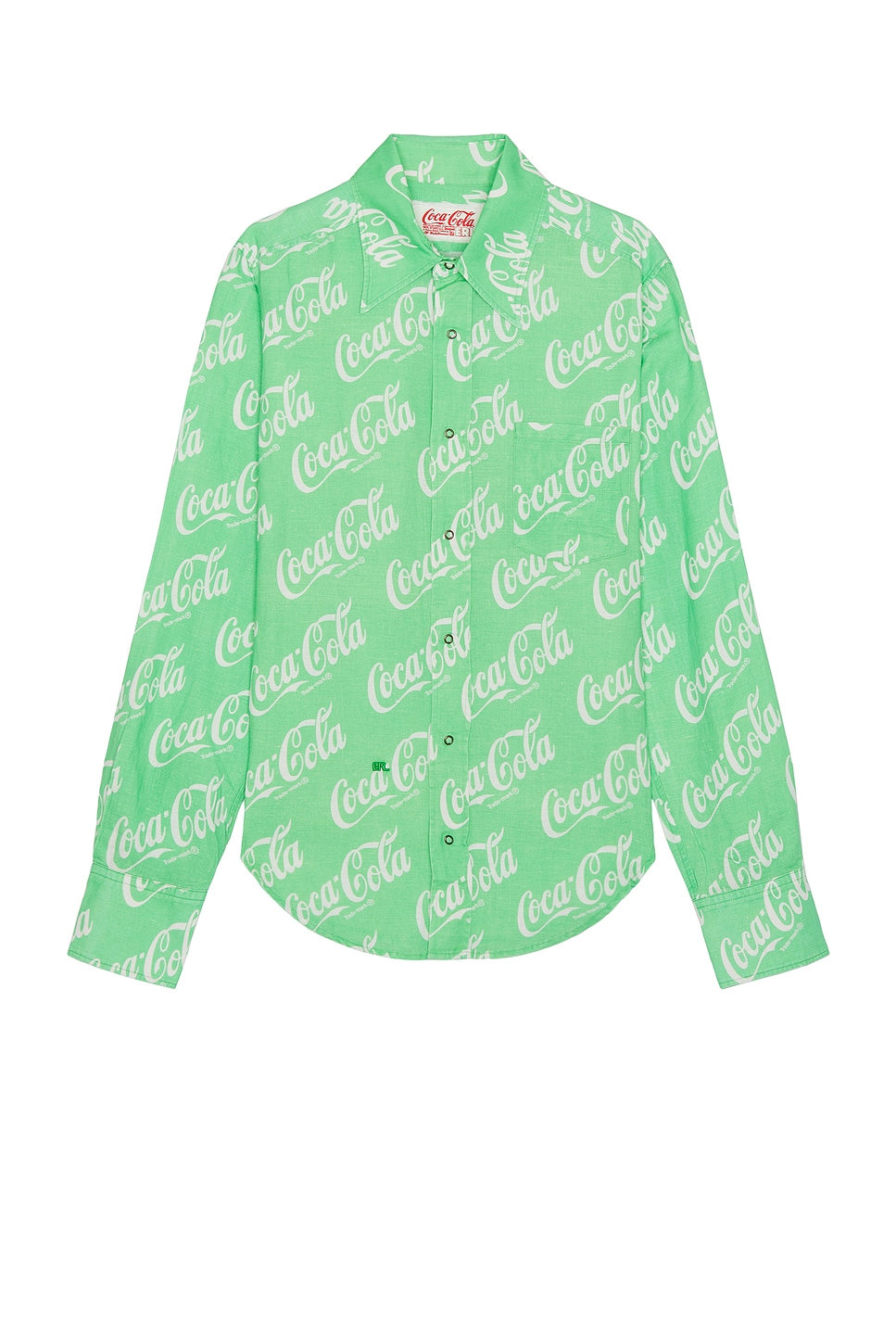 Image 1 of ERL Printed Button Up Shirt Woven in Green Coca Cola