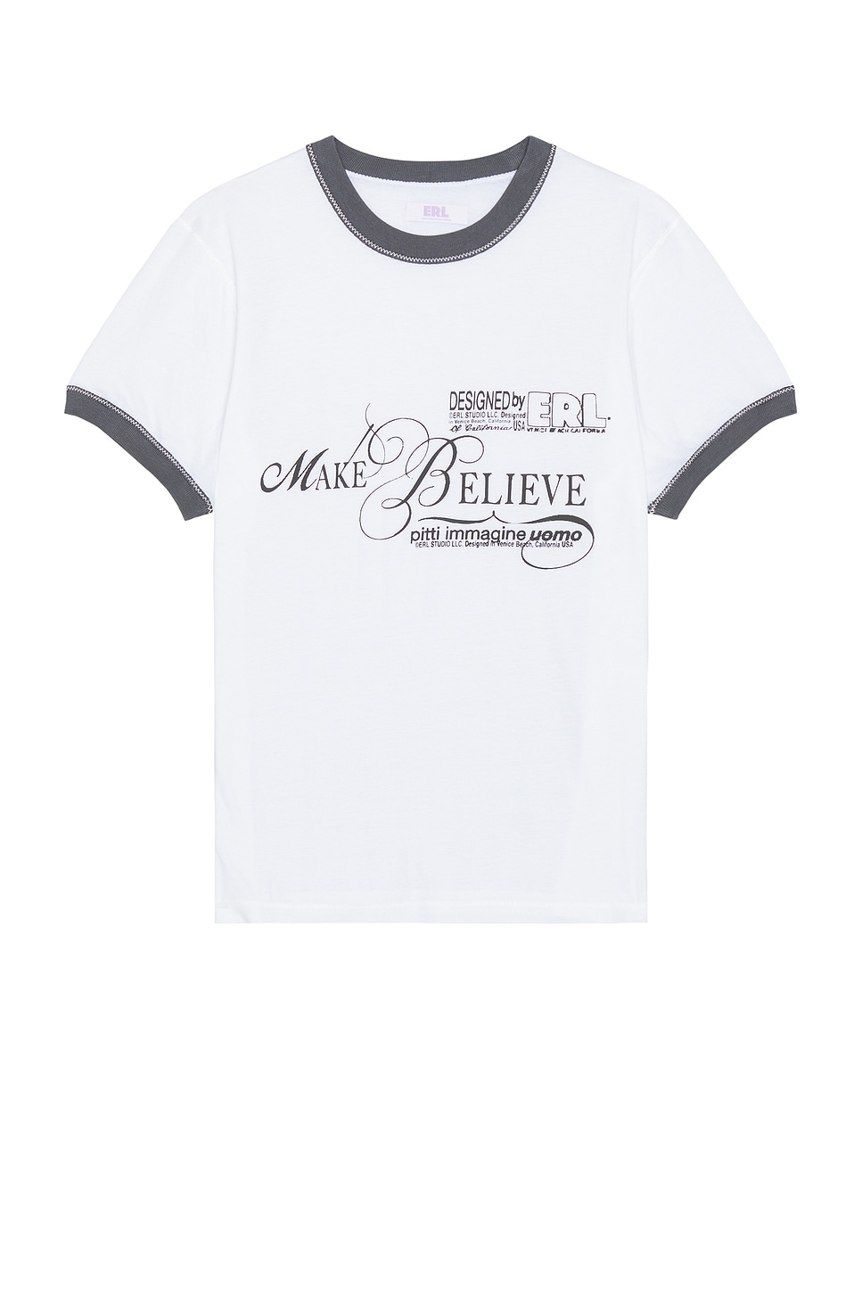 Image 1 of ERL Unisex Make Believe T-Shirt Knit in White