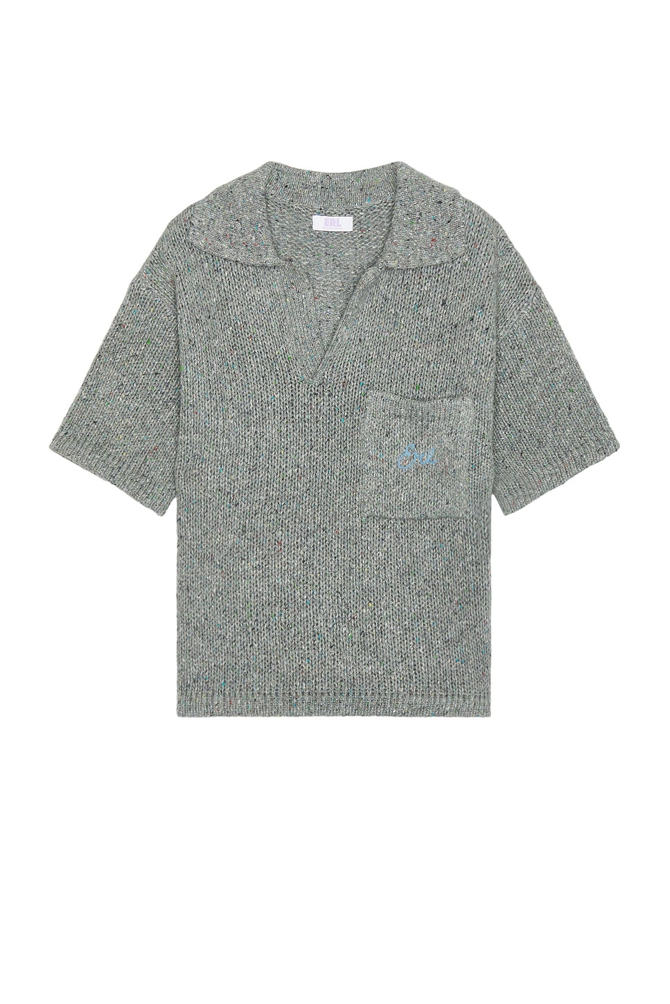 Image 1 of ERL Unisex Polo Shirt With Logo Embroidery in Grey Melange