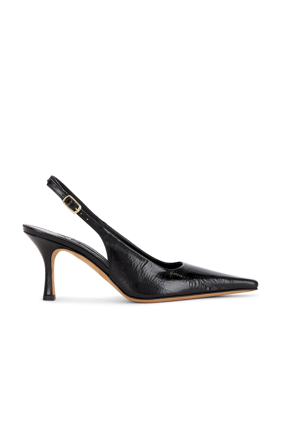 Image 1 of Emme Parsons Elana Slingback Heel in Black Embossed Eel