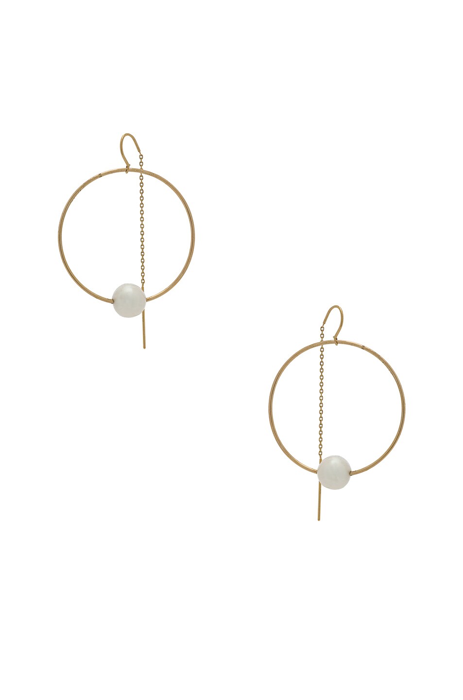 Image 1 of ERTH 14K Gold Pearl Hoop Pull Through Earring in Gold