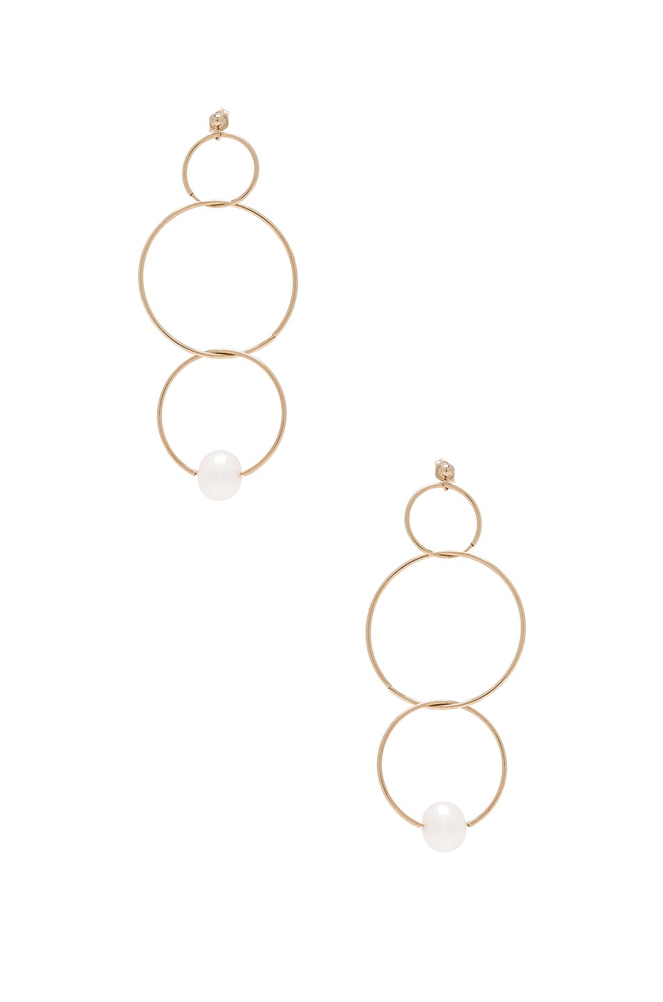 Image 1 of ERTH 14K Gold Pearl Ring Drop Earring in Gold