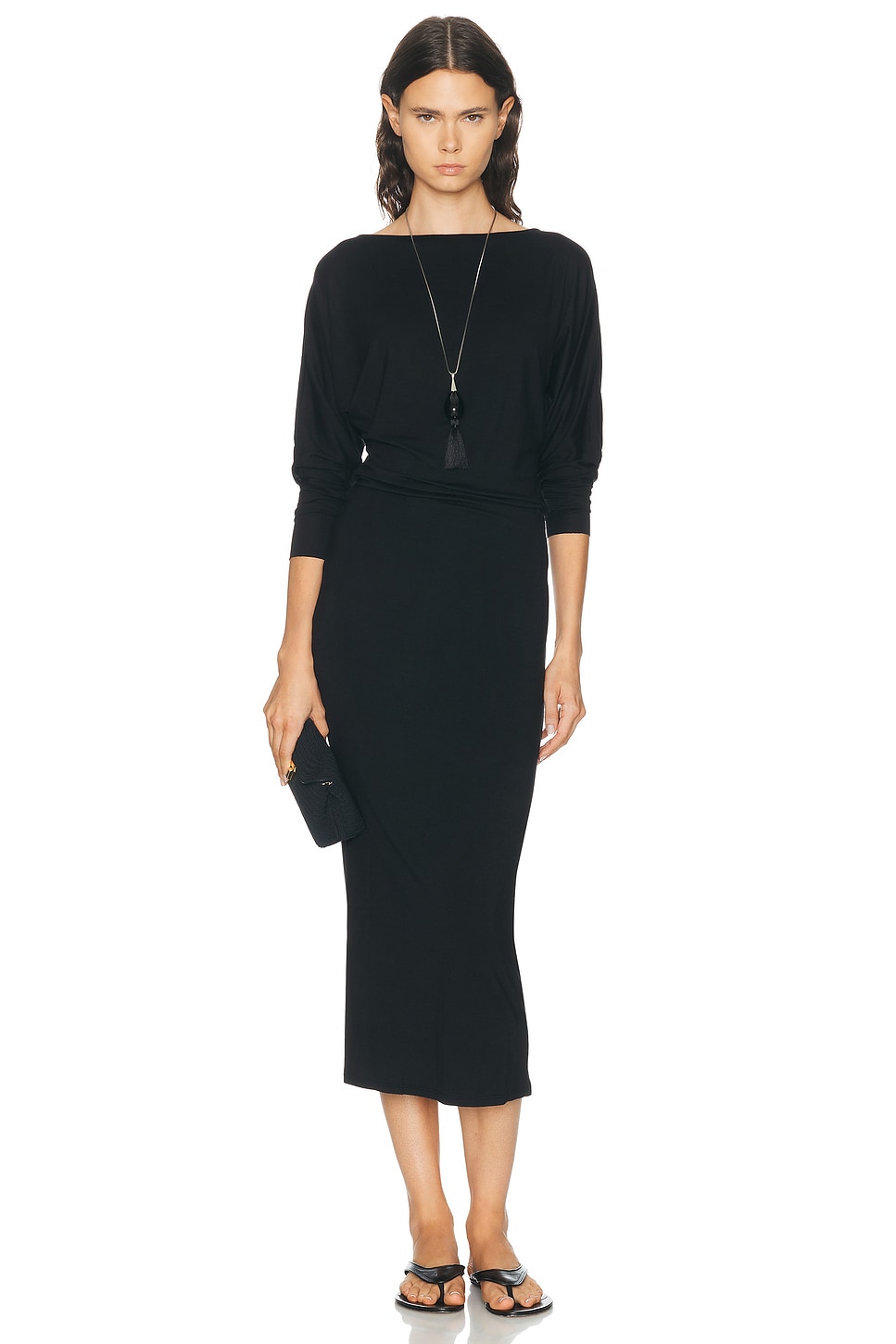 ÉTERNE Long Sleeve Soft Jersey Midi Dress