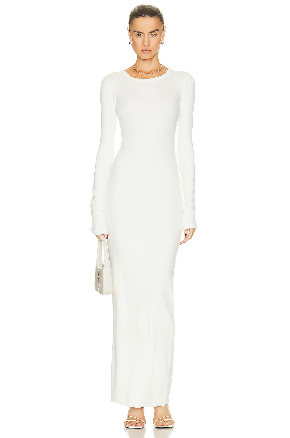 Image 1 of Eterne Long Sleeve Crewneck Maxi Dress in Cream