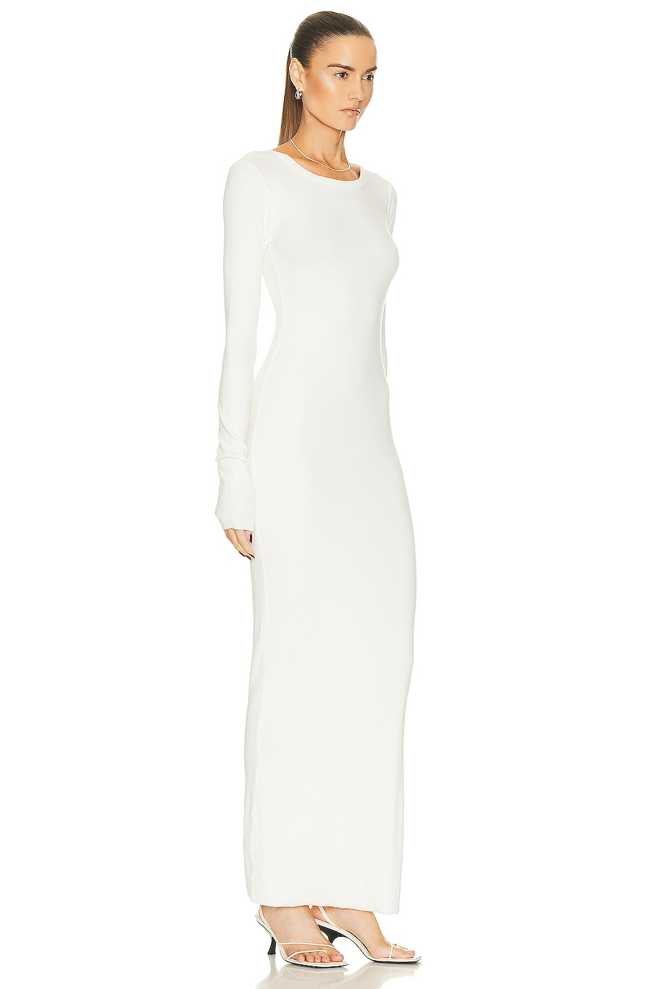 Eterne Long Sleeve Crewneck Maxi Dress in Cream | FWRD
