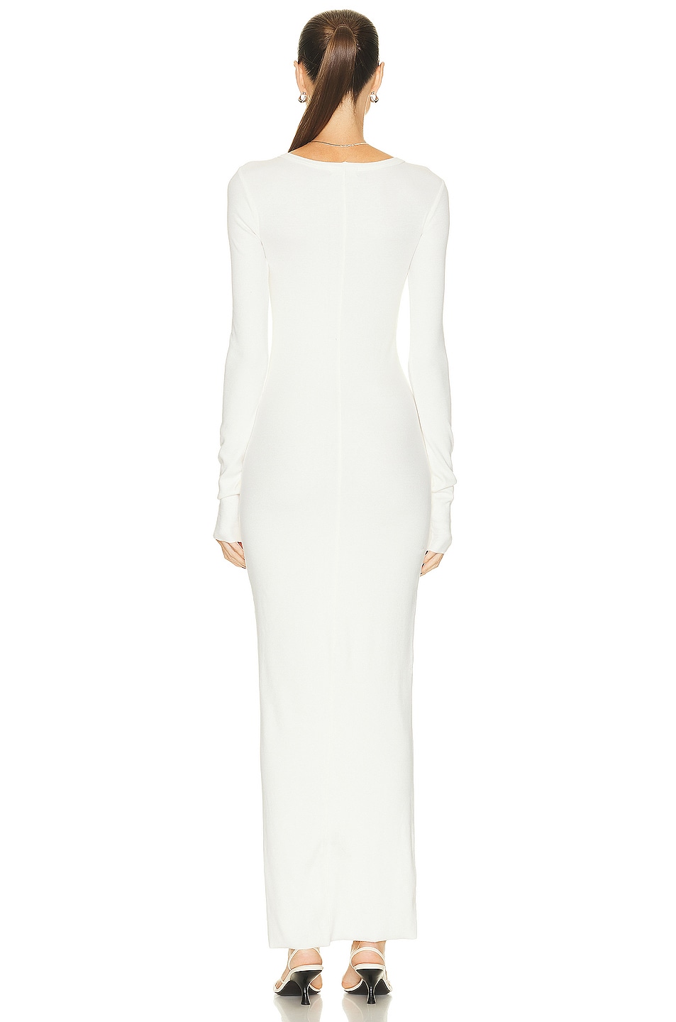 Eterne Long Sleeve Crewneck Maxi Dress in Cream | FWRD