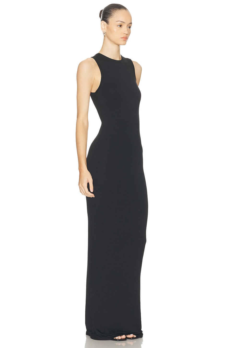 Éterne Sleeveless Crewneck Soft Jersey Maxi Dress In Black