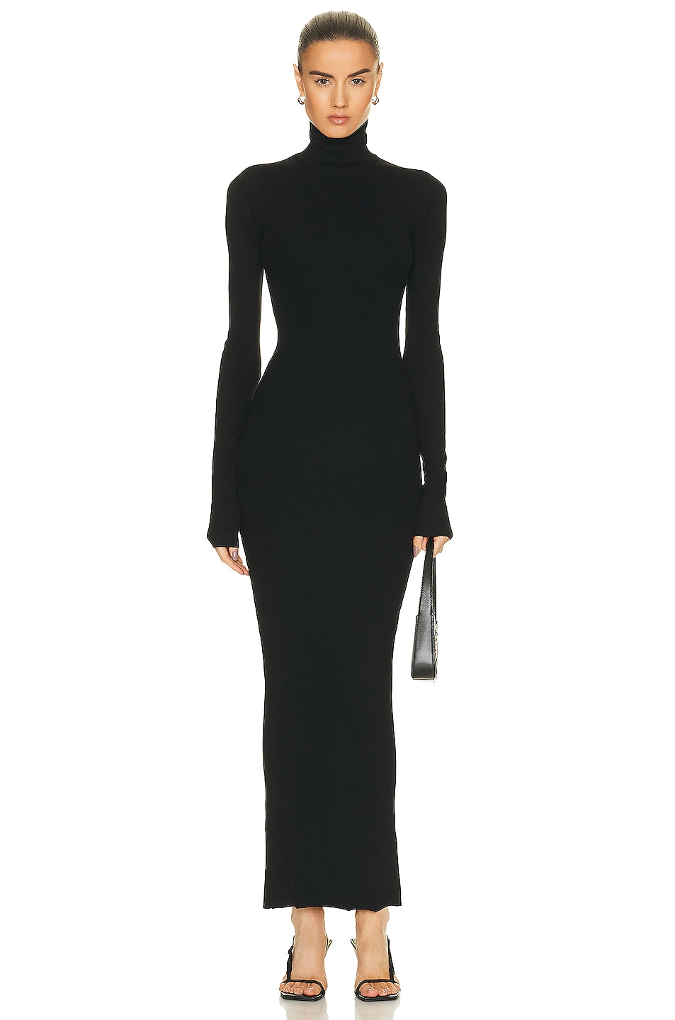 Image 1 of Eterne Long Sleeve Turtleneck Maxi Dress in Black