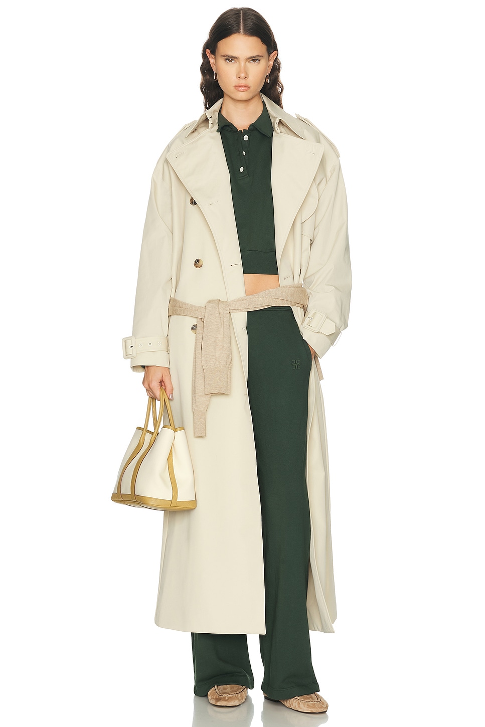 ÉTERNE Cropped French Terry Polo Sweatshirt
