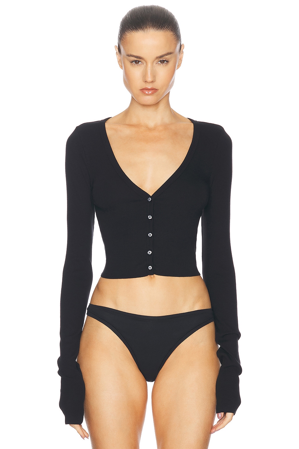 Shop Éterne Cropped Cardigan In Black