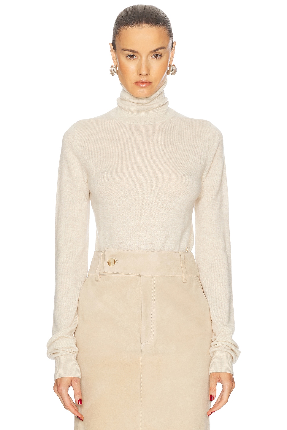 Eterne Etienne Cashmere Turtleneck Sweater in Beige