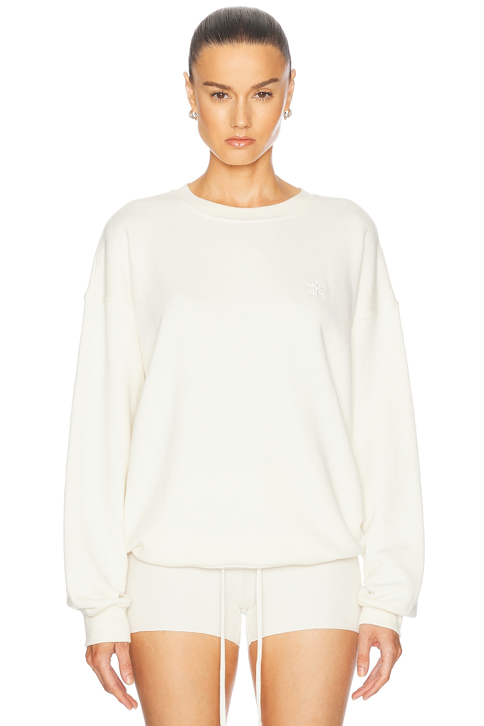 Image 1 of Eterne Oversized Crewneck Sweatshirt in Cream