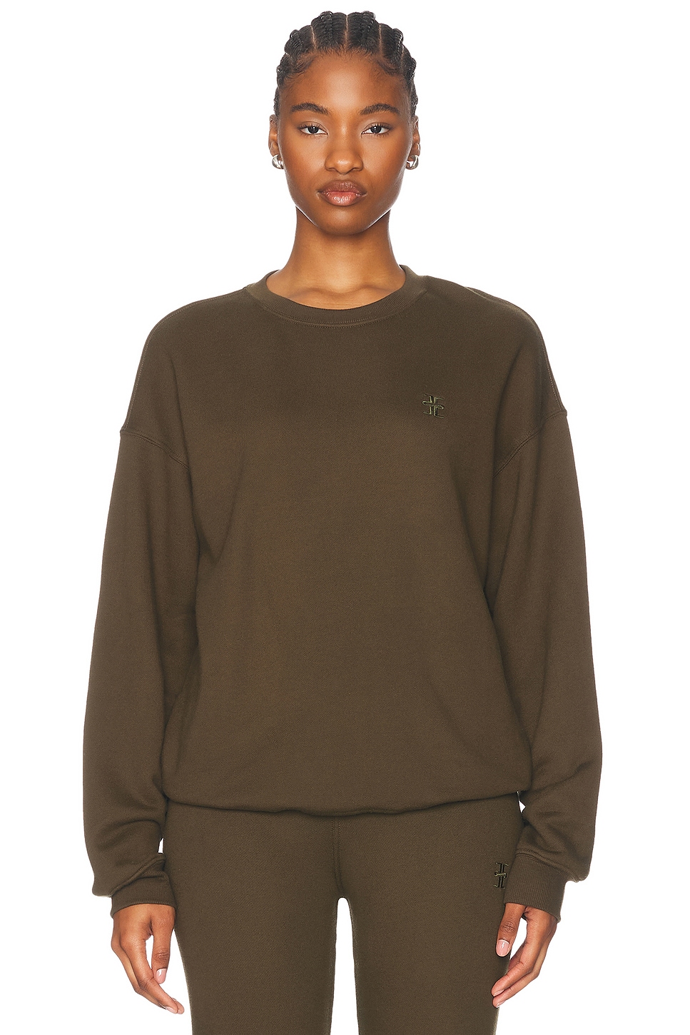 Image 1 of Eterne Oversized Crewneck Sweatshirt in Moss