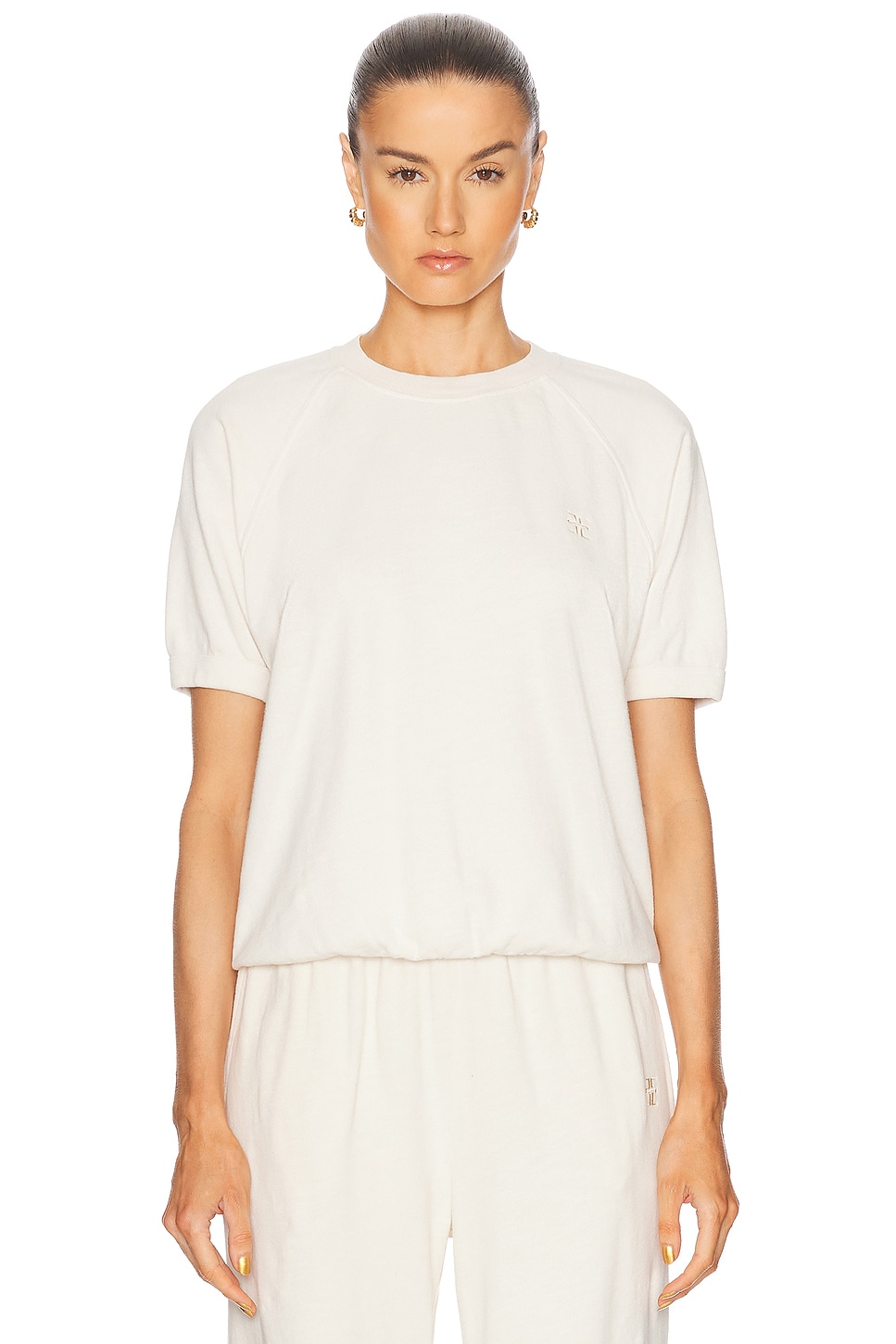 Image 1 of Eterne Sonny Short Sleeve Sweatshirt in Bone
