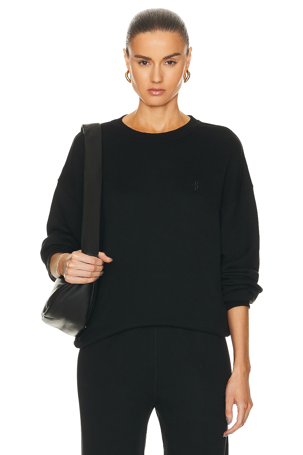 Image 1 of Eterne Oversized Crewneck Sweatshirt in Black