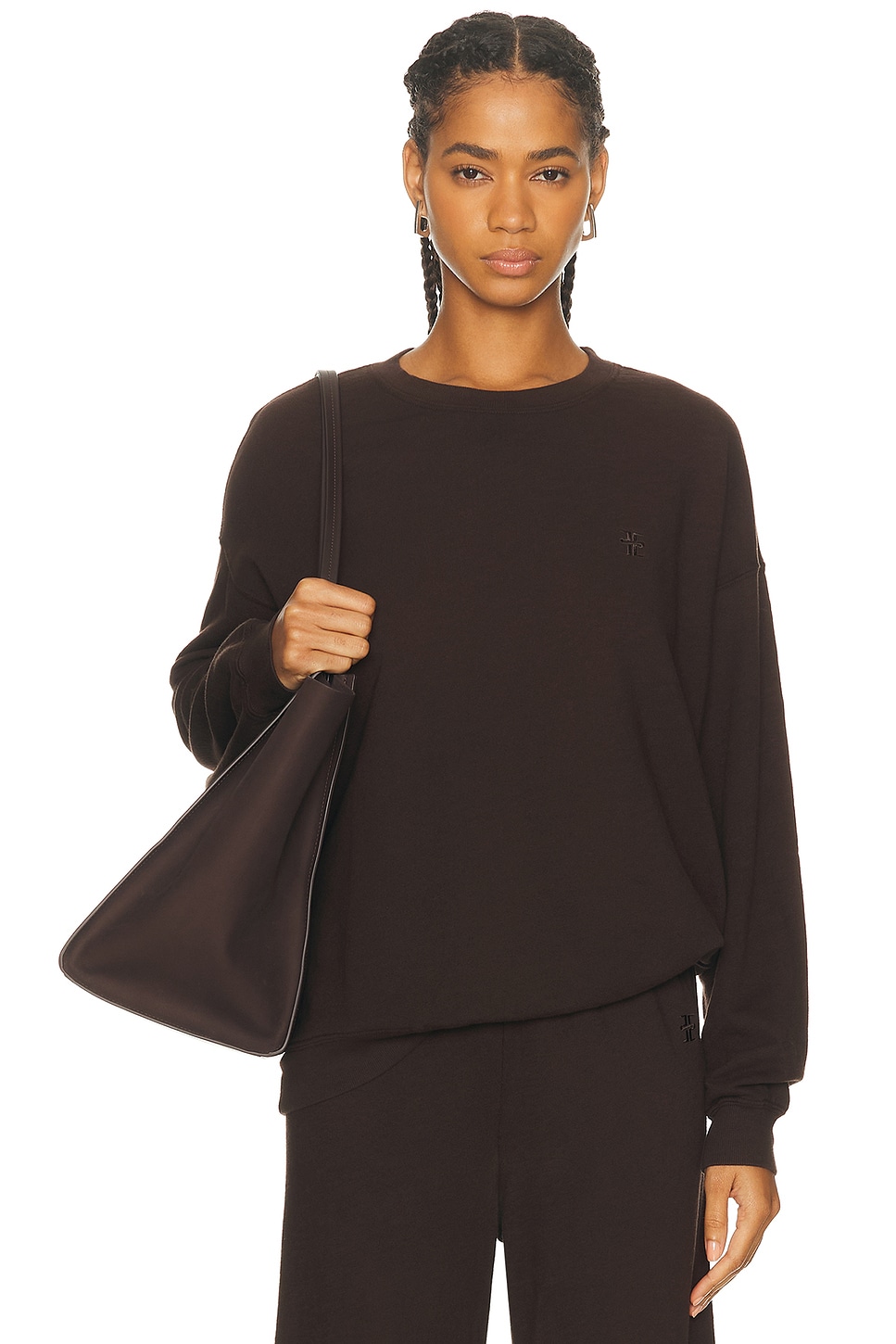 Éterne Oversized Lightweight French Terry Crewneck Sweatshirt In Brown