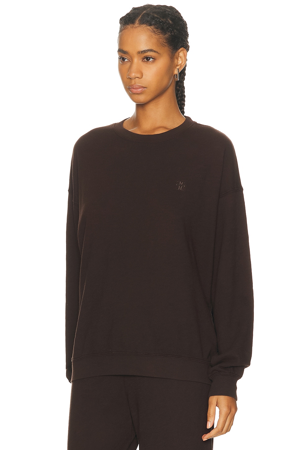 Éterne Oversized Lightweight French Terry Crewneck Sweatshirt In Brown