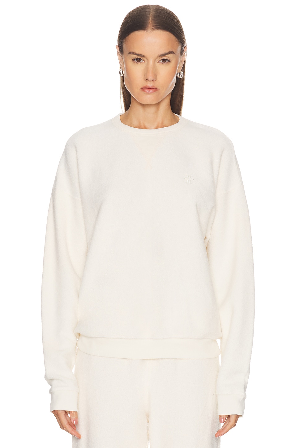 Éterne Classic Reverse French Terry Crew Sweatshirt In White