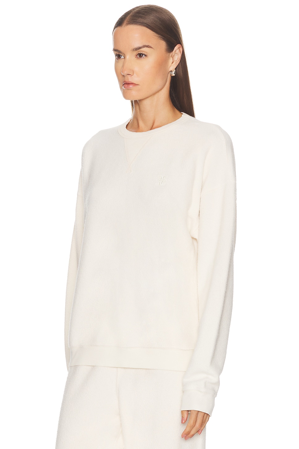 Éterne Classic Reverse French Terry Crew Sweatshirt In White