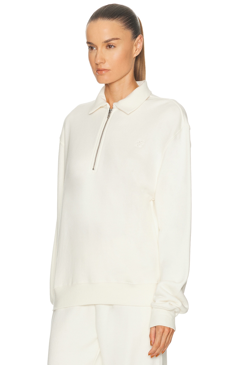 Éterne Zip-up Polo Sweatshirt In White