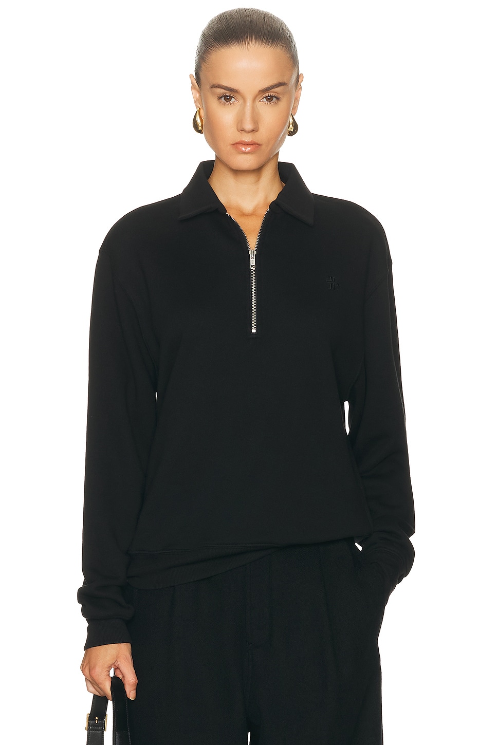 Éterne Zip-up Polo Sweatshirt In Black