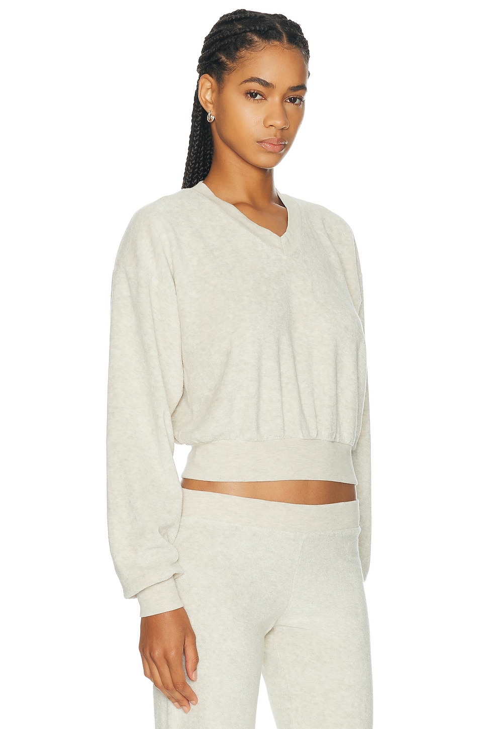 Eterne Cropped V-Neck Terry Sweatshirt | Thumbnail 2 Eterne Cropped V-Neck Terry Sweatshirt | Thumbnail 2