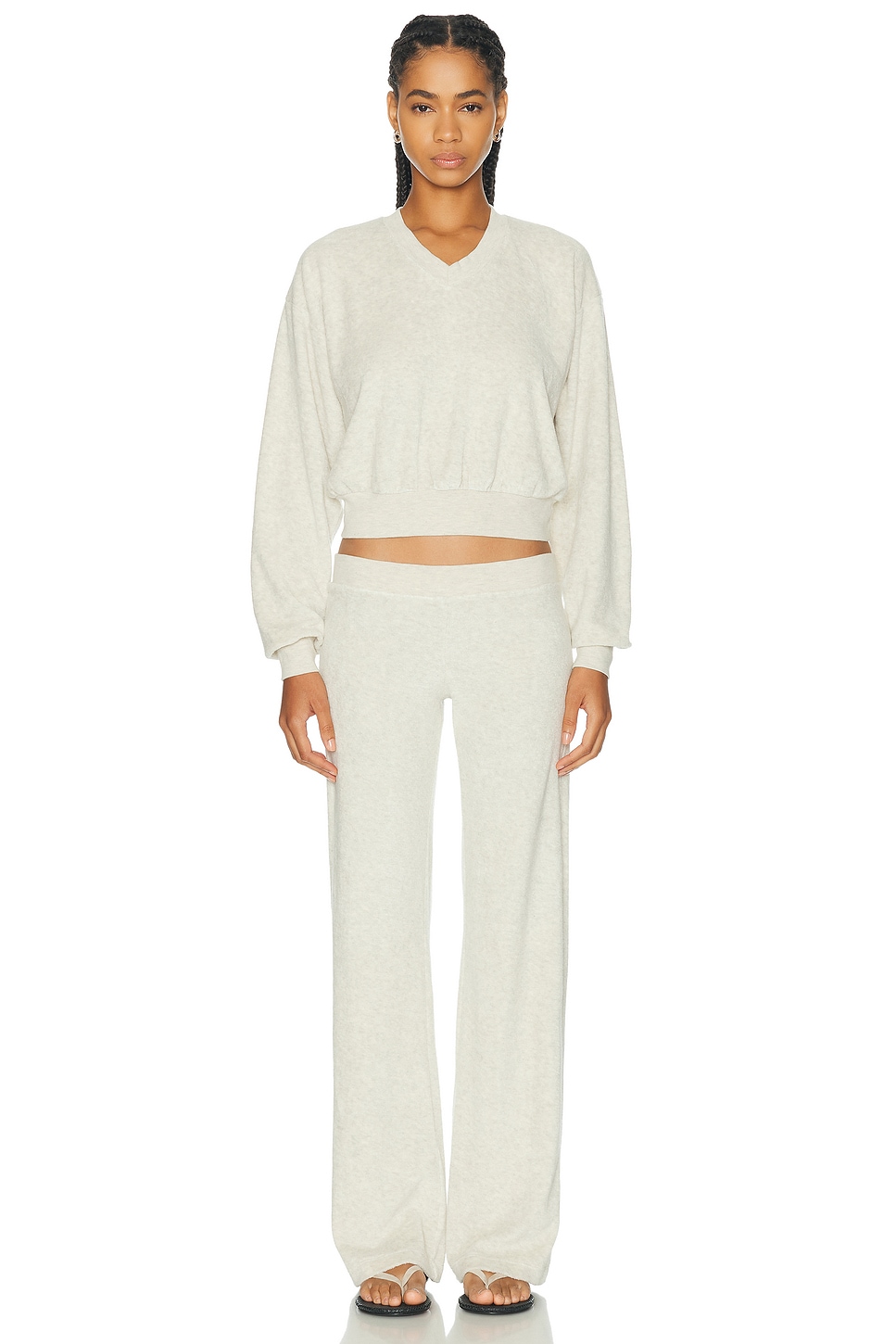 Eterne Cropped V-Neck Terry Sweatshirt | Thumbnail 4 Eterne Cropped V-Neck Terry Sweatshirt | Thumbnail 4
