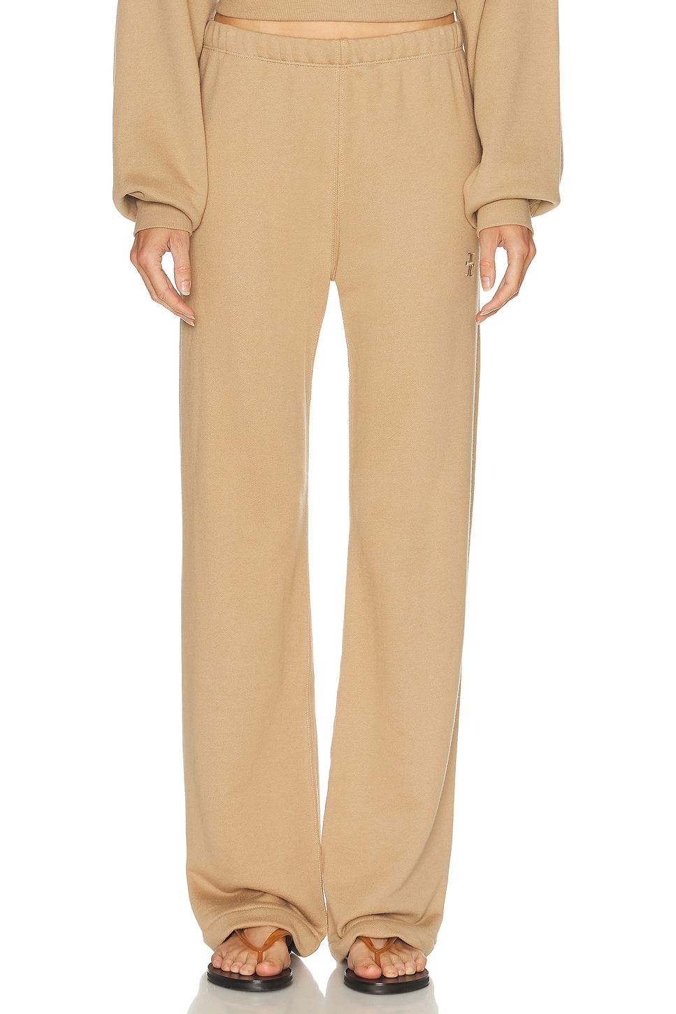 Image 1 of Eterne Straight Leg French Terry Sweatpant in Taupe