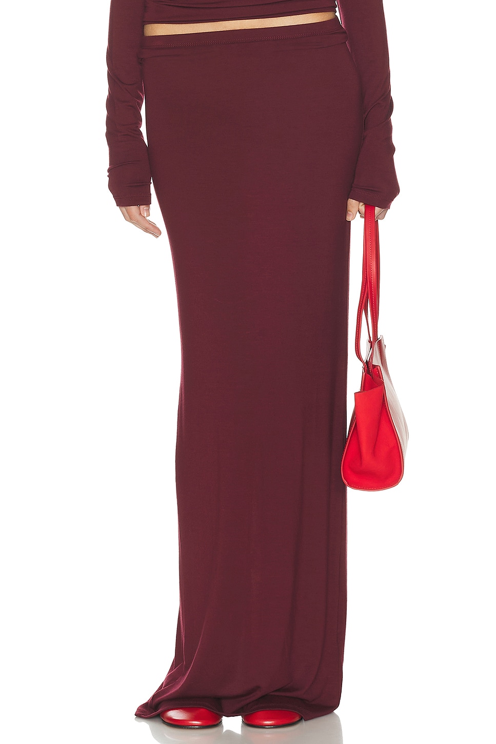 Image 1 of Eterne Maxi Soft Jersey Skirt in Oxblood