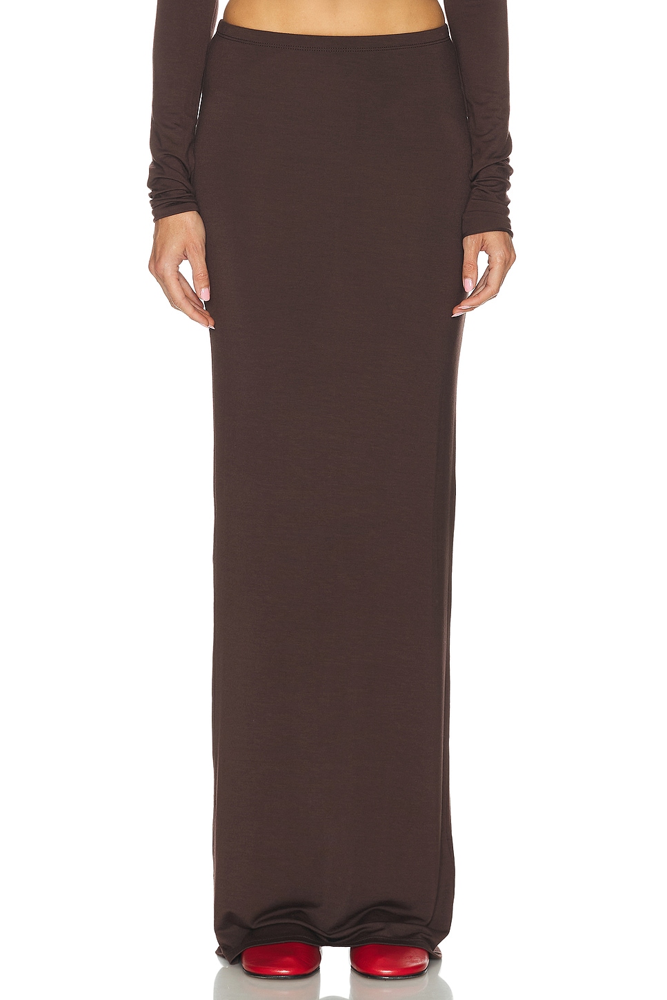 Éterne Maxi Soft Jersey Skirt In Brown