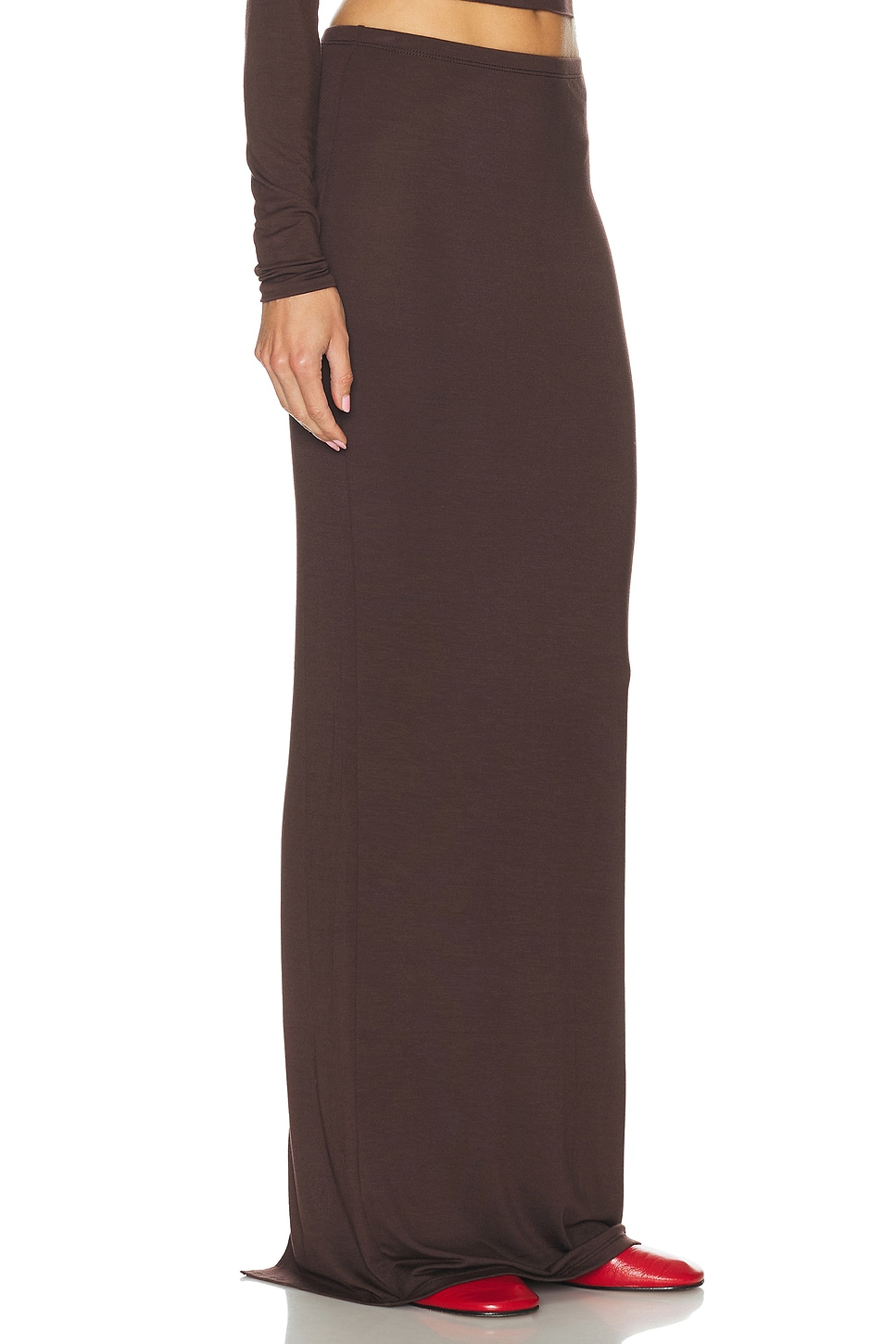 Éterne Maxi Soft Jersey Skirt In Brown