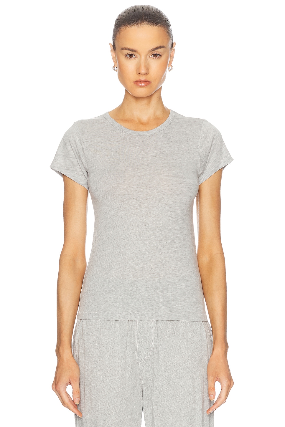 Image 1 of Eterne Fitted Crewneck Short Sleeve T-Shirt in Heather Grey