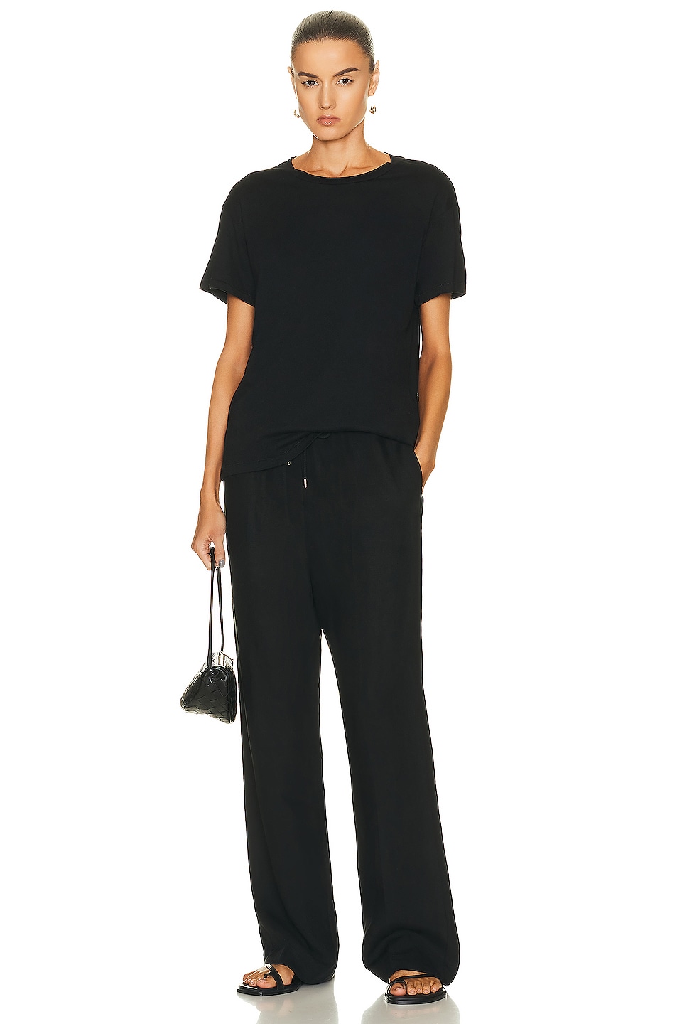 Eterne Short Sleeve Boyfriend Tee in Black FWRD