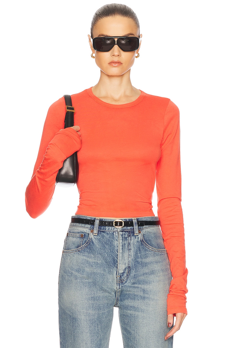 Image 1 of Eterne Long Sleeve Baby Tee in Poppy