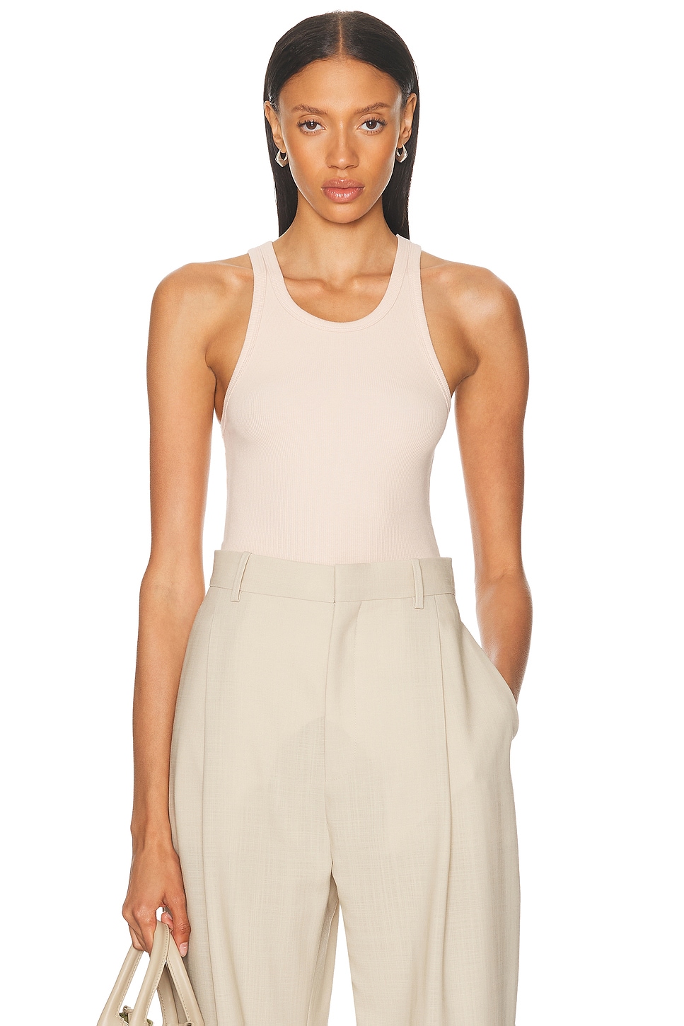 Eterne High Neck Fitted Tank in Pink