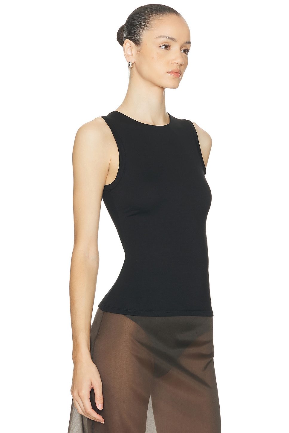Éterne Sleeveless Crewneck Soft Jersey Top In Black