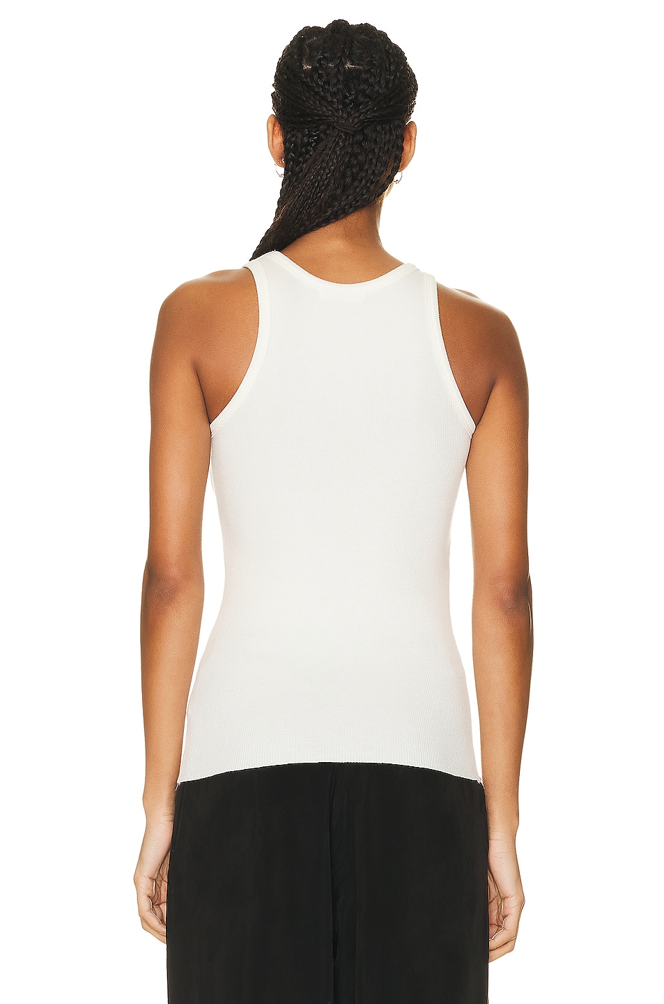 Image 3 of Eterne High Neck Fitted Tank Top in Cream