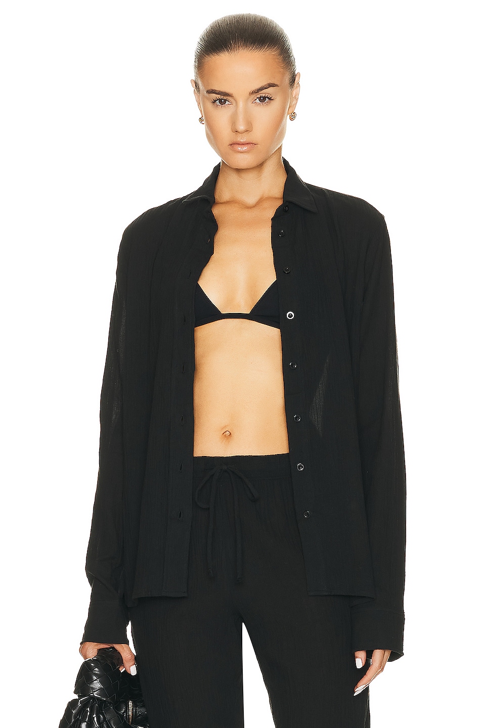 Image 1 of Eterne Jolene Button Down Top in Black