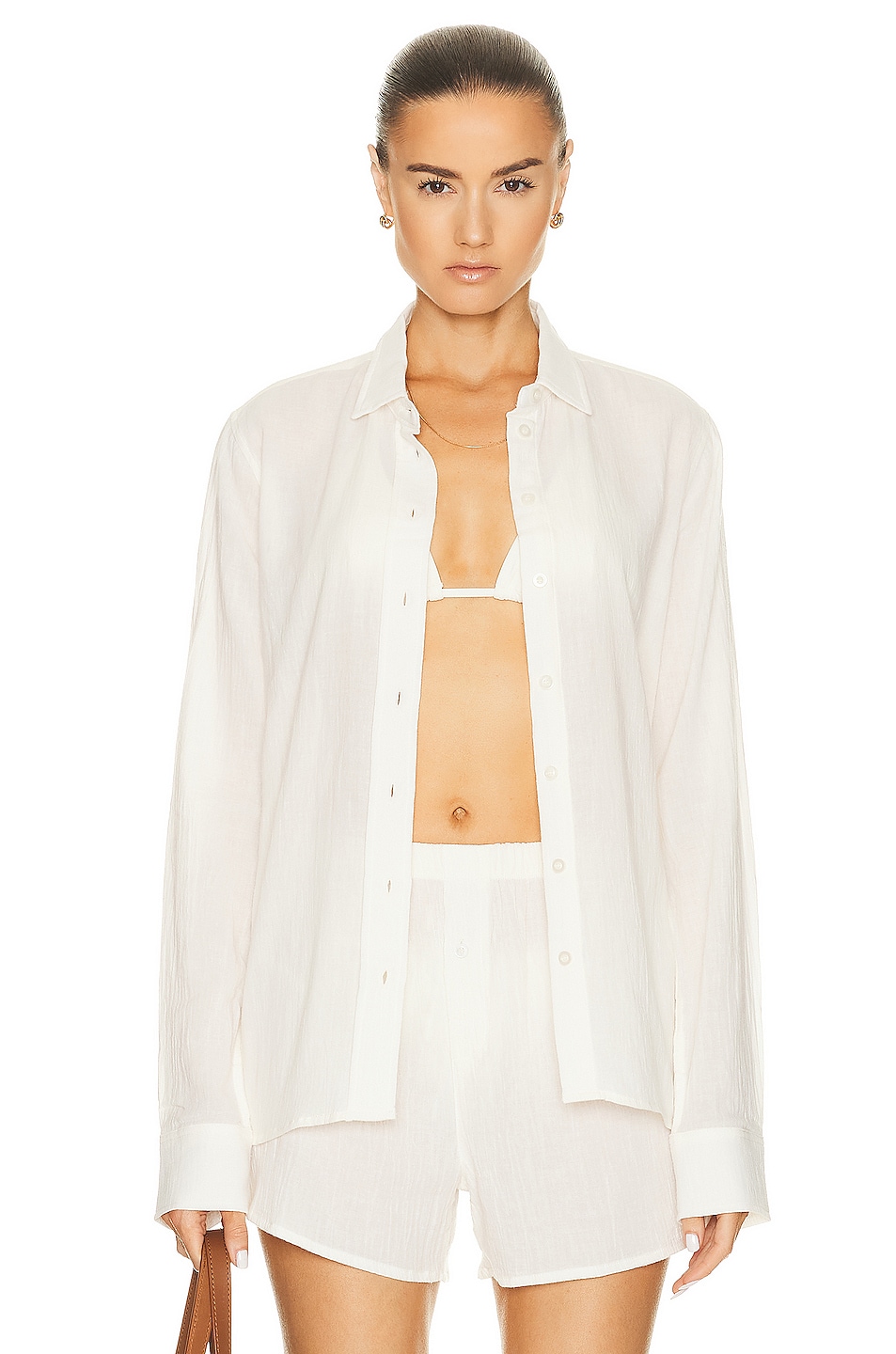 Image 1 of Eterne Jolene Button Down Top in Ivory