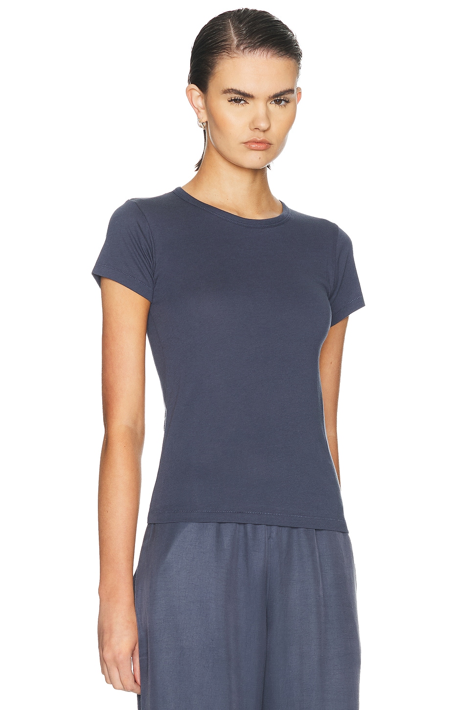 Eterne Fitted Crewneck Cotton Modal Short Sleeve T-Shirt | Thumbnail 2