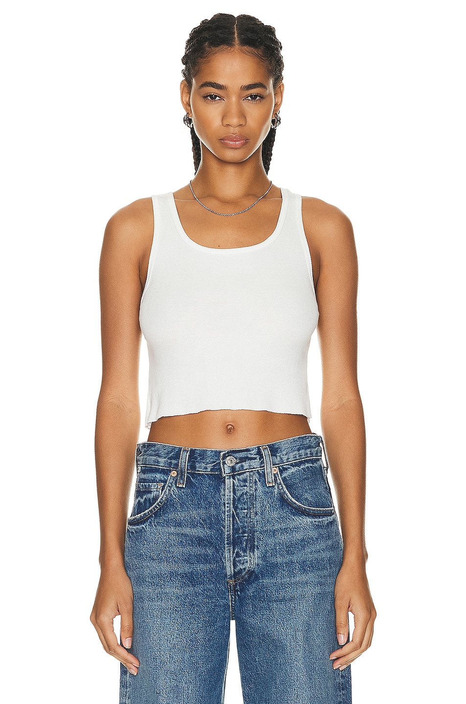 Image 1 of Eterne Cropped Scoop Neck Tank Top in Ivory