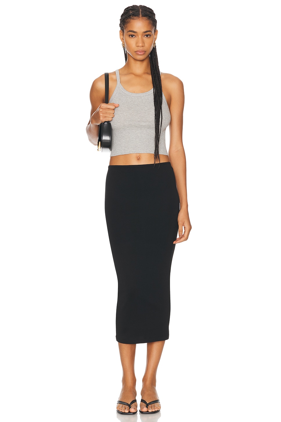 Eterne Cropped Rib Tank Top In Heather Grey FWRD