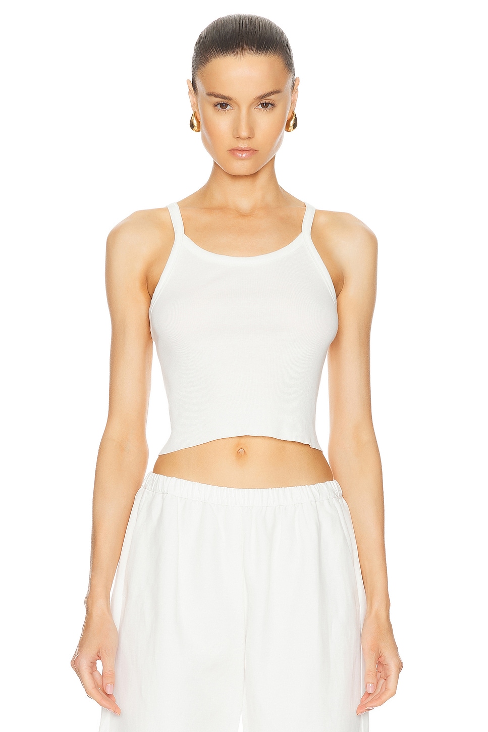 Eterne Cropped Rib Tank Top in Ivory