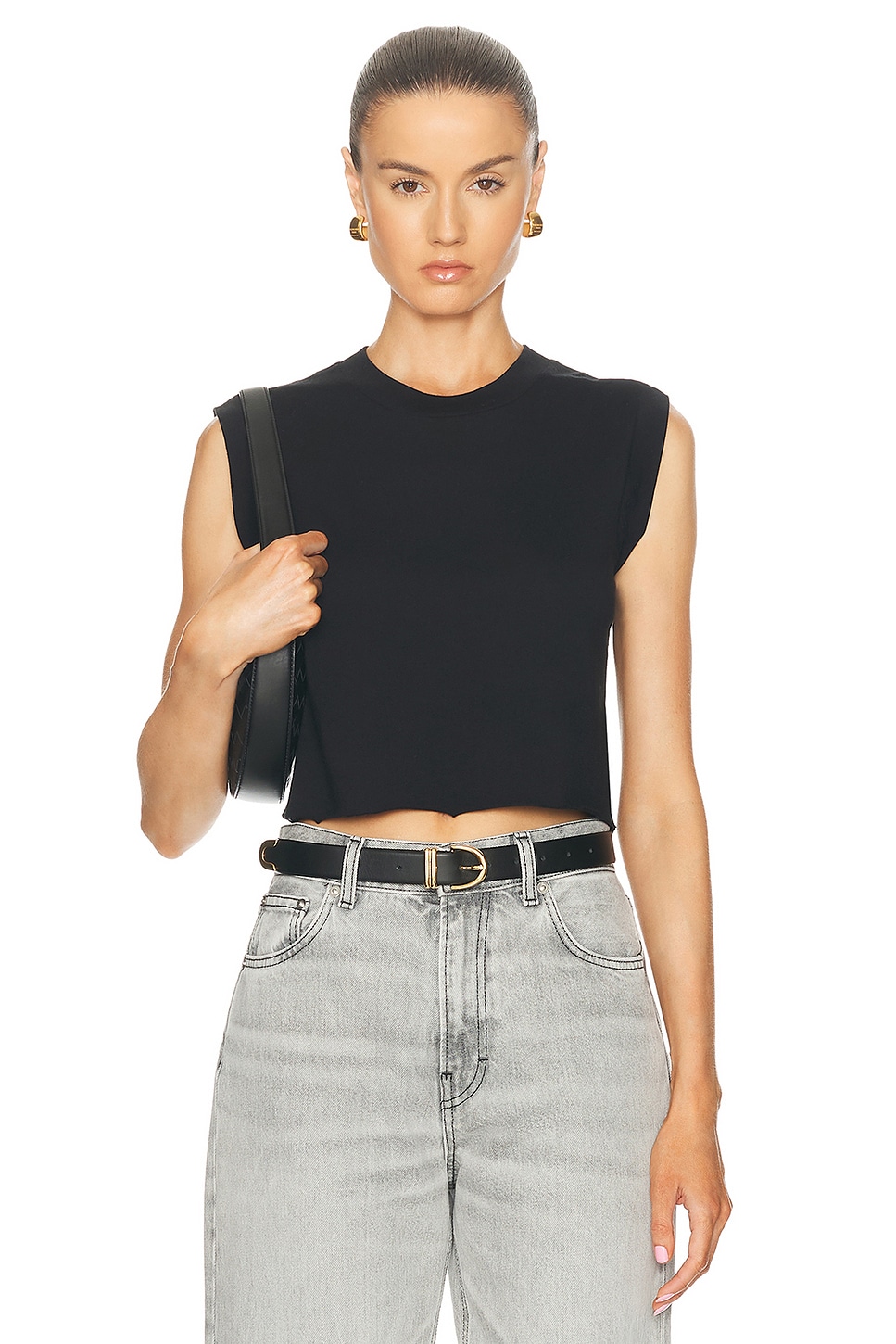 Image 1 of Eterne Cropped Muscle Tank Top in Black