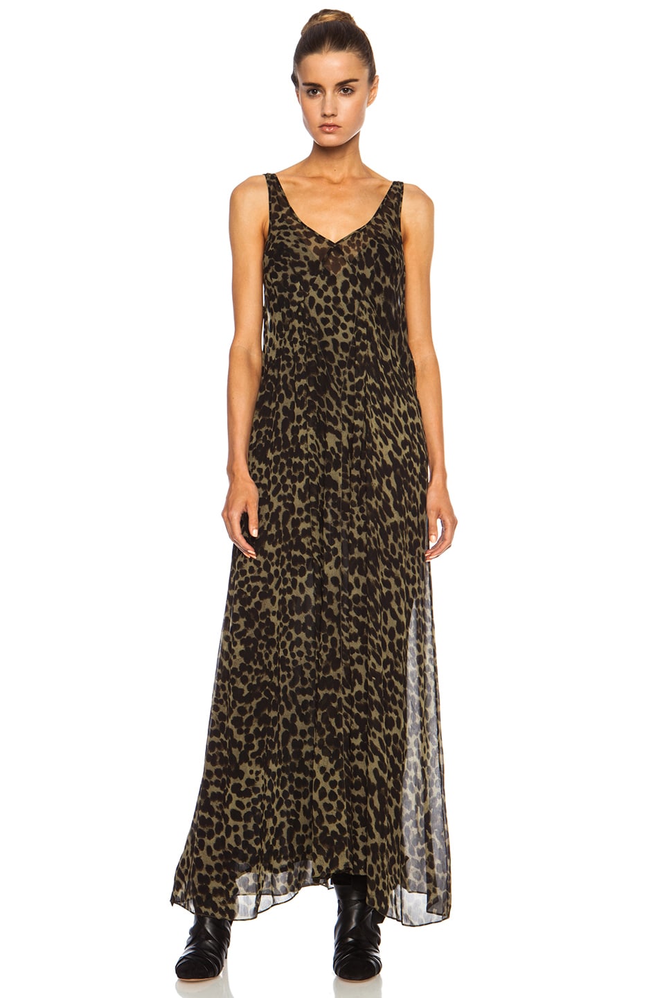 Isabel Marant Etoile Cassidy Leopard Viscose Dress in Bronze | FWRD