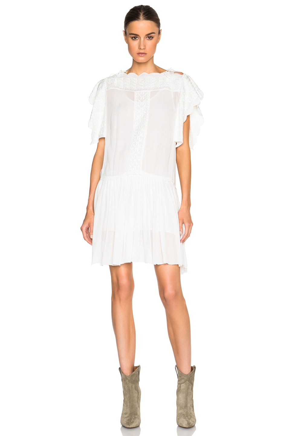 Image 1 of Isabel Marant Etoile Amel Embroidered Dancers Dress in White